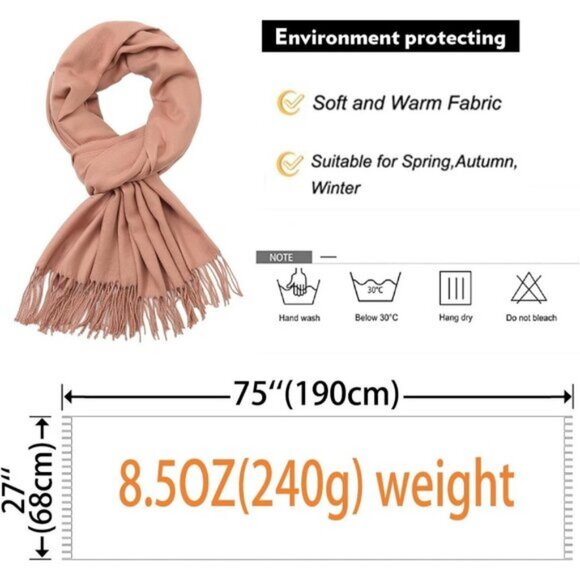 ⚡Women's Dull Peach Pashmina Evening Dress Bridesmaid Winter Warm Long Scarf - Picture 5 of 6